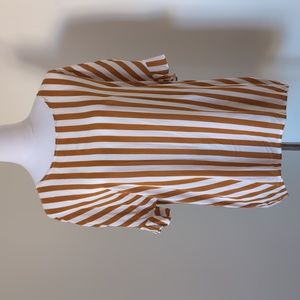 Est. 1946 striped blouse with ruffle sleeves and button detail